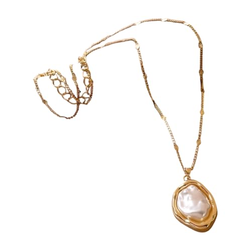 Booso Unregelmäßige Perlenkette Halskette Leichte Luxus-Nischenaccessoires High-End-Unregelmäßige Halskette Goldfarbe Booso Unregelmäßige Perlenkette Halskette Leichte Luxus-Nischenaccessoires High-End-Unregelmäßige Halskette Goldfarbe von Booso