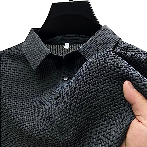 Men's Comfortable Breathable Summer Mesh V-Neck Short Sleeve Polo Shirt, Mesh Ice Silk Short-Sleeved T-Shirt von Booso