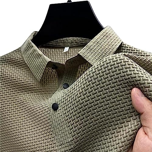 Men's Comfortable Breathable Summer Mesh V-Neck Short Sleeve Polo Shirt, Mesh Ice Silk Short-Sleeved T-Shirt von Booso