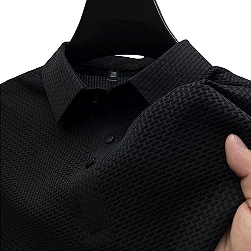 Men's Comfortable Breathable Summer Mesh V-Neck Short Sleeve Polo Shirt, Mesh Ice Silk Short-Sleeved T-Shirt von Booso