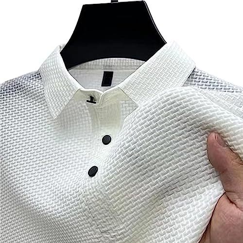 Men's Comfortable Breathable Summer Mesh V-Neck Short Sleeve Polo Shirt, Mesh Ice Silk Short-Sleeved T-Shirt von Booso