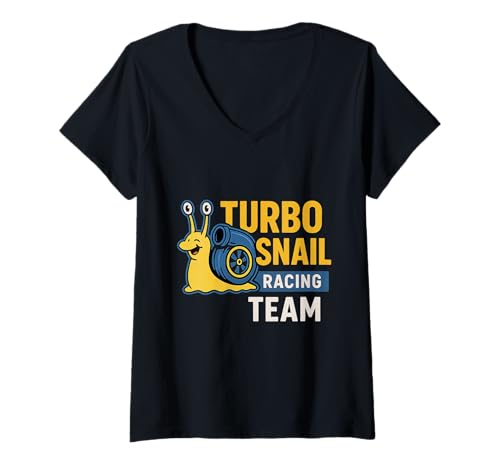 Damen Turbo Snail Racing Team Funny JDM Turbolader Cartoon T-Shirt mit V-Ausschnitt Damen Turbo Snail Racing Team Funny JDM Turbolader Cartoon T-Shirt mit V-Ausschnitt von Boosted Slowbois