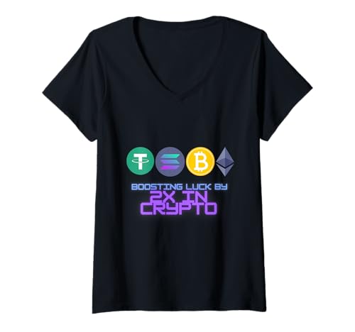 Damen Krypto Luck Boosting, Blockchain-Händler — Enhance Fortune T-Shirt mit V-Ausschnitt Damen Krypto Luck Boosting, Blockchain-Händler — Enhance Fortune T-Shirt mit V-Ausschnitt von Boosting Luck by 2x in Crypt