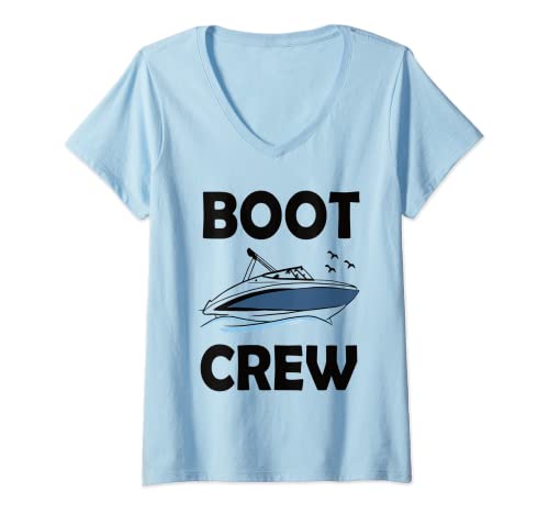 Damen Boot Crew Mannschaft Boot fahren als Gruppe Motorboot T-Shirt mit V-Ausschnitt Damen Boot Crew Mannschaft Boot fahren als Gruppe Motorboot T-Shirt mit V-Ausschnitt von Boot Crew Gruppen Outfit Familie und Freunde