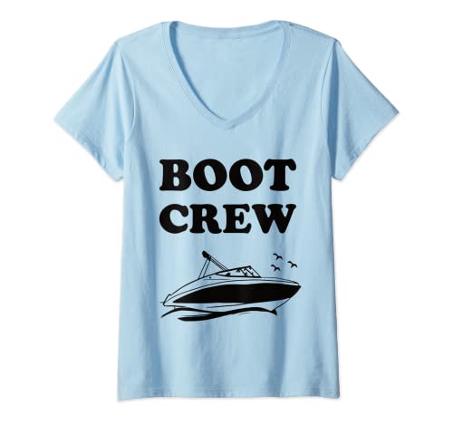 Damen Boot Crew Motorboot fahren mit der Familie und Freunden T-Shirt mit V-Ausschnitt Damen Boot Crew Motorboot fahren mit der Familie und Freunden T-Shirt mit V-Ausschnitt von Boot Crew Gruppen Outfit Familie und Freunde