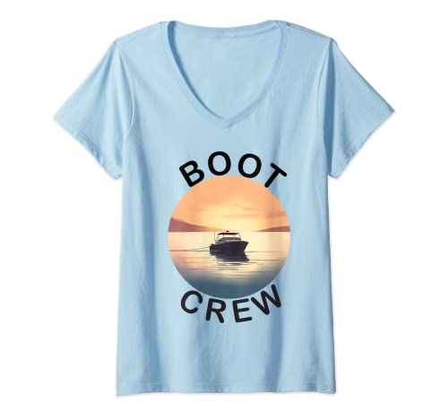 Damen Boot Crew T-Shirt mit V-Ausschnitt Damen Boot Crew T-Shirt mit V-Ausschnitt von Boot Crew Shirt Familie oder Freunde