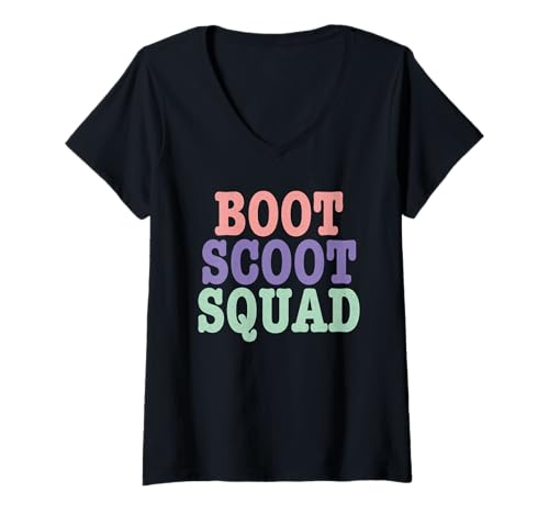 Damen Boot Scoot Squad Lustiges Line Dancing im Grunge-Stil T-Shirt mit V-Ausschnitt von Boot Scooting Line Dancers