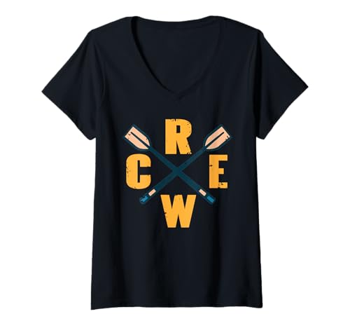 Damen Klassisches Crew Ruder Club Design Team Wasser T-Shirt mit V-Ausschnitt Damen Klassisches Crew Ruder Club Design Team Wasser T-Shirt mit V-Ausschnitt von Boote Schläge Minimalistisch Training Regatta