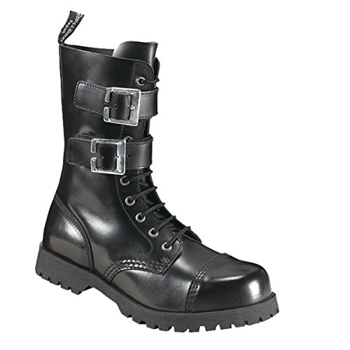 Boots & Braces - 10 Loch 2 Schnallen Stiefel Rangers Schwarz Größe 46 (UK12) von Boots & Braces