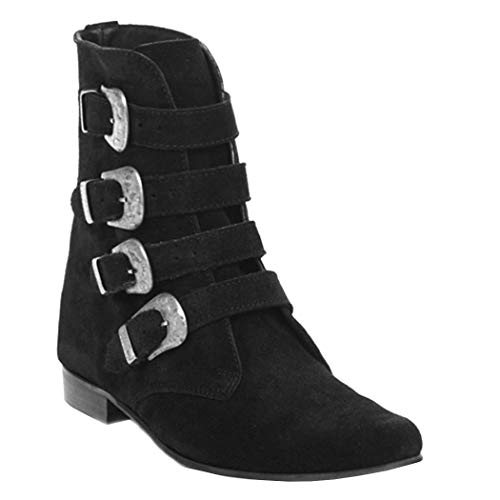 Boots & Braces - Winkelpiker 4 Schnallen Suede schwarz Größe 38 (UK4) von Boots & Braces