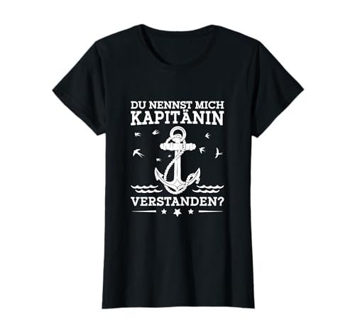 Damen Bootsbesitzerin Seglerin Segelboot Kapitänin T-Shirt von Bootsführerschein Segeln Zubehör Damen