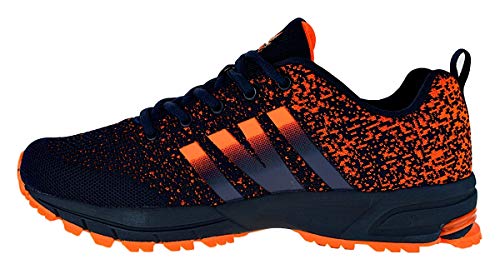 Bootsland Neon Herren Turnschuhe Sneaker Sportschuhe Laufschuhe 066, Schuhgröße:41, Farbe:Schwarz/Orange von Bootsland