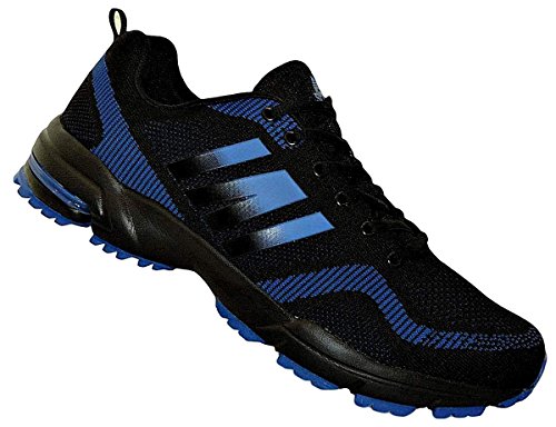 Bootsland Übergröße Luftpolster Turnschuhe Sneaker Laufschuhe 024, Schuhgröße:47, Farbe:Schwarz/Blau von Bootsland