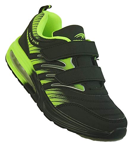 Bootsland Unisex Klett Sportschuhe Sneaker Turnschuhe Freizeitschuhe 001, Schuhgröße:49, Farbe:Schwarz/Grün von Bootsland