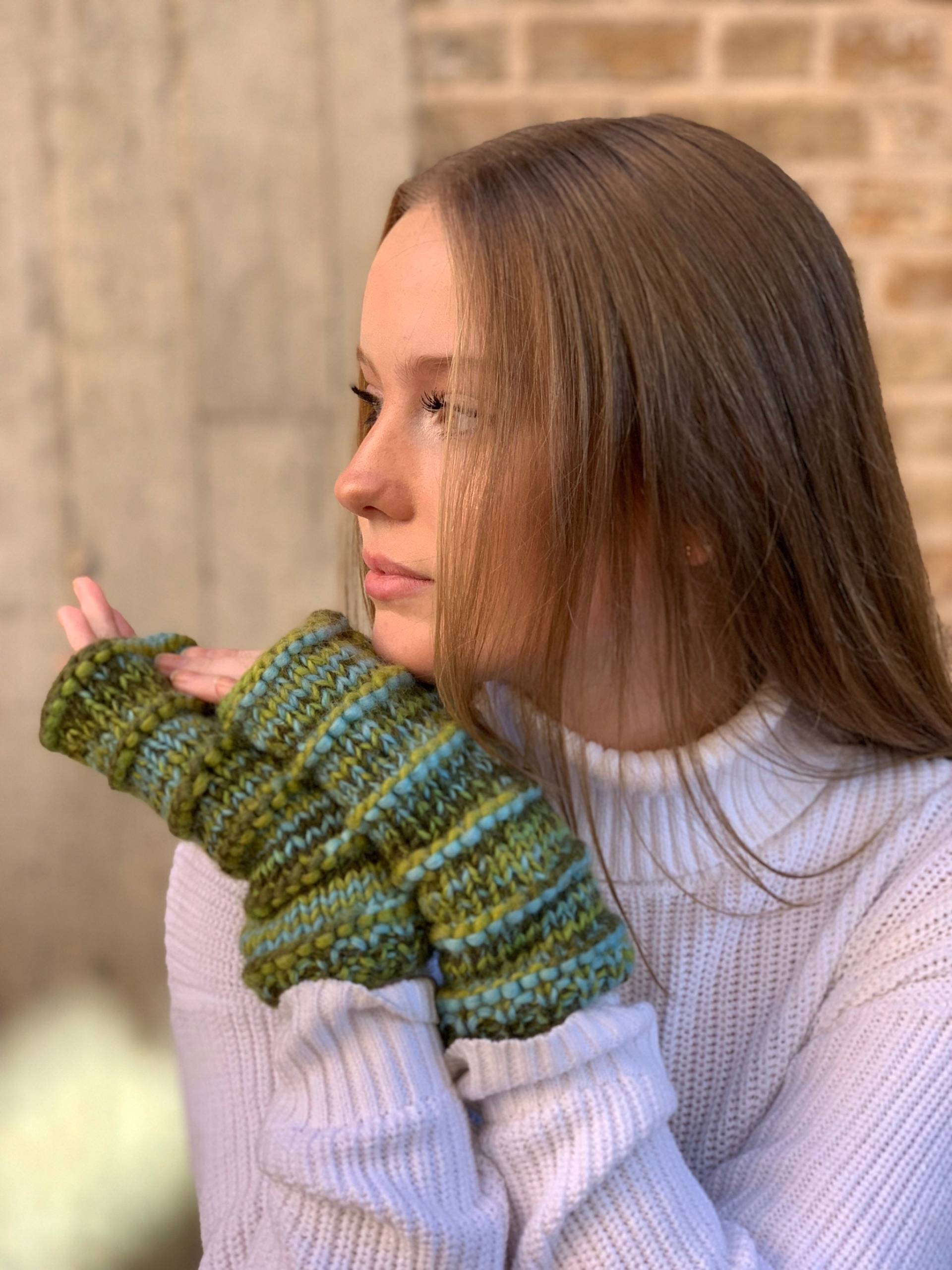 Handgestrickte Wolle Fingerlose Handschuhe Fleece Gefütterte Handstulpen von Bootsologie