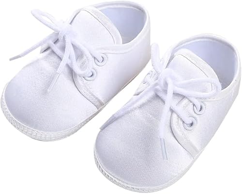 Booulfi Baby Jungen Schuhe Erste Lauflernschuhe Taufe Taufschuhe Für Jungen Weiß Neugeborenen Schuhe 0-3 M von Booulfi