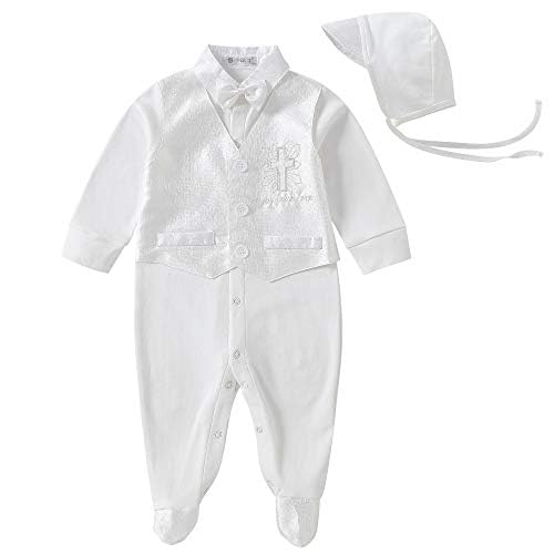 Booulfi Baby Kleidung Jungen 0-3 Monate Strampler Neugeborene Body Langarm Overall Winter Baby Erstausstattung Gastgeschenk Taufe Taufanzug Junge von Booulfi