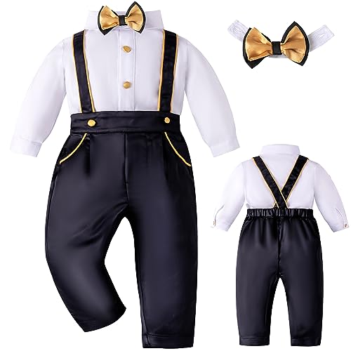 Booulfi Baby Kleidung Jungen 12-18 Monate Hosenträger Kinder Hosen Für Jungen Baby Anzug Junge Hochzeit Bekleidungssets Für Jungen Weihnachtsoutfit von Booulfi