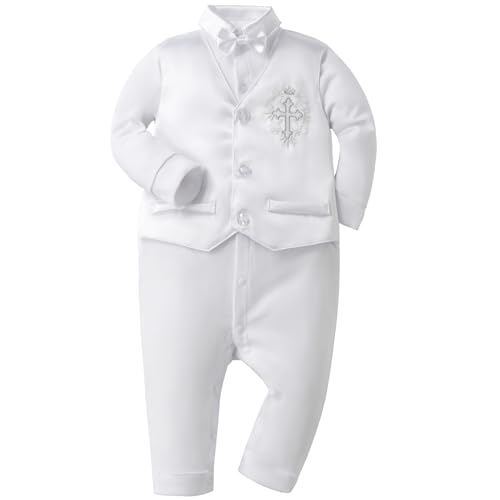 Booulfi Taufbekleidung FüR Baby-Jungen Overall Weiß Taufbekleidung 18-24 Monate Strampler FüR Baby-Jungen Outfit Junge von Booulfi