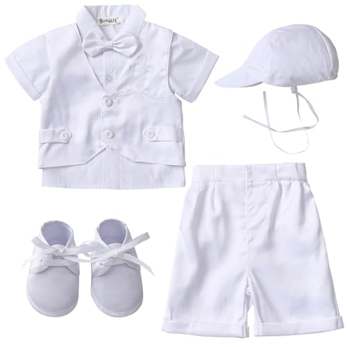 Booulfi Taufe Outfits für Jungen Baby Junge Taufe Outfit Sommer Kurzarm Gentleman Kleid Outfit Kleidung, 3-6M von Booulfi
