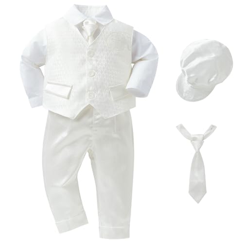 Booulfi baby anzug formal bekleidungssets für jungen 5er-Set weißes festliche kleidung junge 9-12 Months formal baby klamotten von Booulfi
