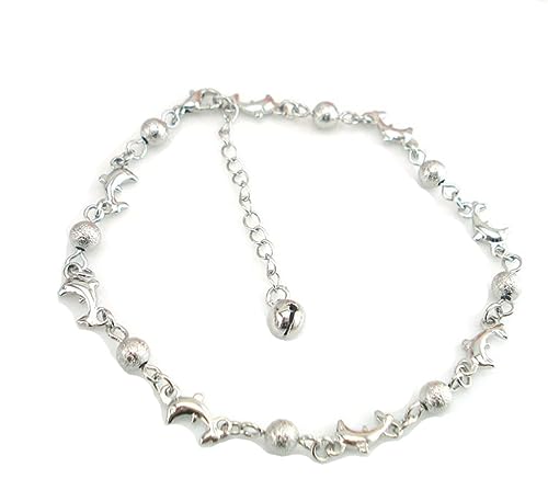 Boowhol Damen Herren Delphin Kugel Fußkettchen Armbänder Verstellbar 925 Sterling Silber von Boowhol