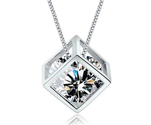 Boowhol Damen Kette Anhänger Schmuck 925 Sterling Silber Zirkonia Love Cube-Anhänger Halskette von Boowhol