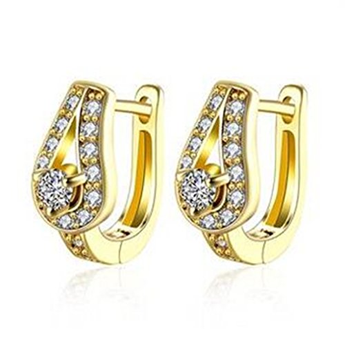 Boowhol Damen-Ohrringe Creolen Diamant Ohrstecker Tropfen Hypoallergen Vergoldet Doppel-Diamant Zircon Ohr-Schmuck von Boowhol