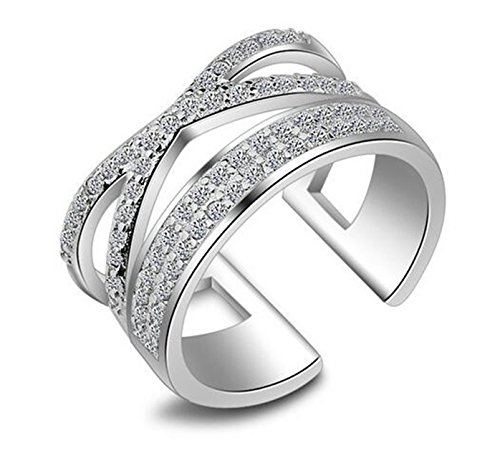 Boowhol Damen Ringe 925 Sterling Silber Zirkonia Mode Persönlichkeit Kreuz Ringe Hypoallergen Verstellbaren Ringöffnung Verlobungsring Paar Ringe von Boowhol