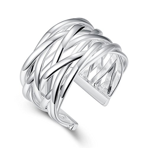 Boowhol Damenringe Herrenring Freundschaftsring Hochzeitsringe 925 Sterling Silber Crisscross Ring Wickelring Zirkonia Band-Ring Rosegold Silberring von Boowhol