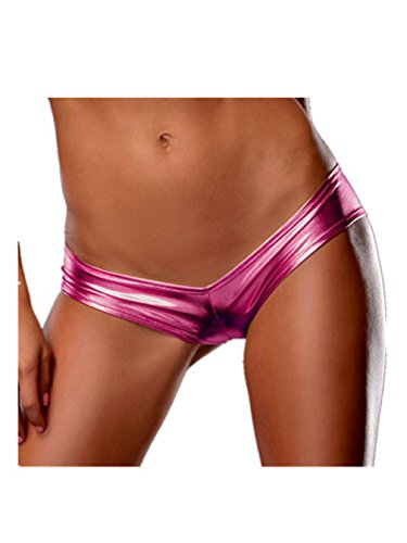 Boowhol Frauen Unterwäsche Hosen Sexy Versuchung Leder PU Schlüpfer Panty G-String Tanga Slips (M, Rose) von Boowhol