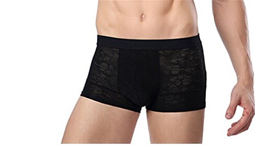 Boowhol Herren Boxershorts Unterhosen Underwear Unterwäsche Unterwäsche Ultra-dünne atmungsaktiv Baumwolle Komfort Niedrigtaille Perspektive Briefs Pants (3XL, Schwarz) von Boowhol