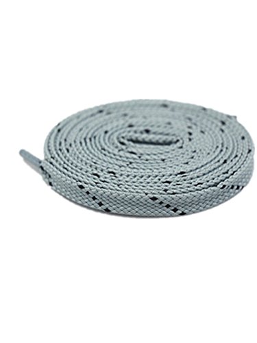 Boowhol Kinder Erwachsene Flache Schnürsenkel Schuhbänder Polyester für Wanderschuhe Sportschuhe (100 CM, Grau Schwarz) von Boowhol