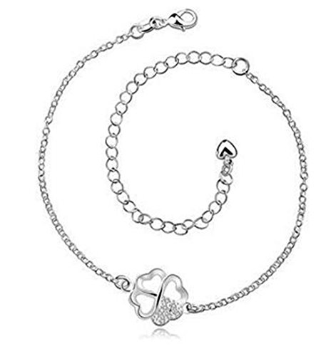 Boowhol Kleines Blumen Zirkon 925 Sterling Silber Fußkettchen verstellbar Fußkette für Damen Mädchen Männer von Boowhol