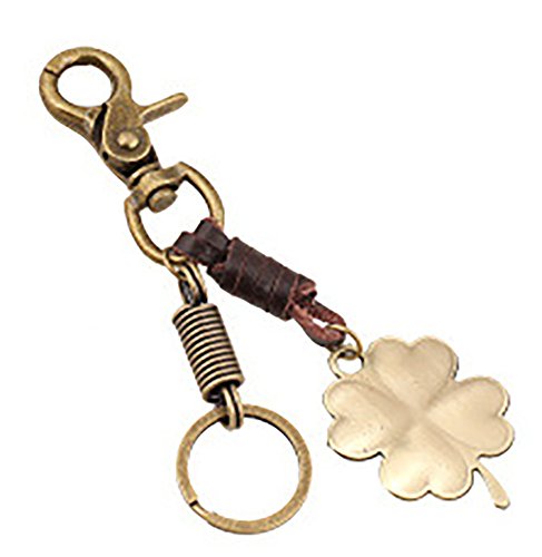 Boowhol-Modetrend Herren Retro-Leder Schlüsselanhänger Kleeblatt Mädchen Rucksack Schlüssel Anhänger von Boowhol