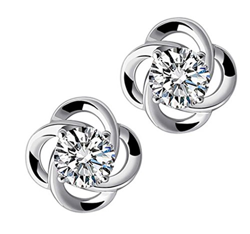 Boowhol Ohrringe Damen Mädchen Süße Blumen Mit Zirkonia 925er Sterling Silber Kleine Ohrstecker von Boowhol