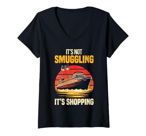 Damen Trinkkreuzfahrt, Urlaub, Schnapsfahrt, lustiges Design T-Shirt mit V-Ausschnitt von Booze Cruise Drinking Party Designs