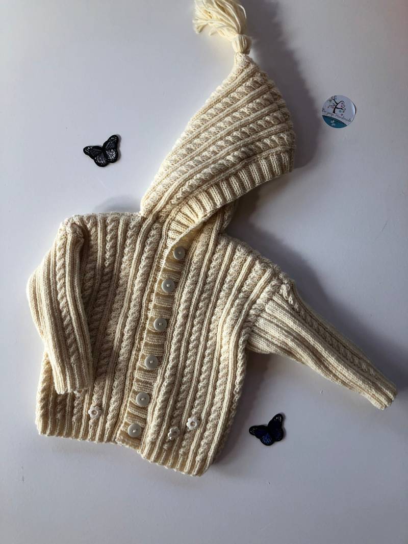 Luxuriöse Babyjacke Mit Zopfmuster - Kaschmir/Merino-Mischung Handgemacht Liebe von Bopeephandmade1