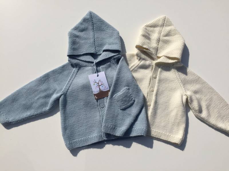 Luxus Kaschmir & Merino Wolle Baby Kapuzen Moss Stitch Jacke von Bopeephandmade1