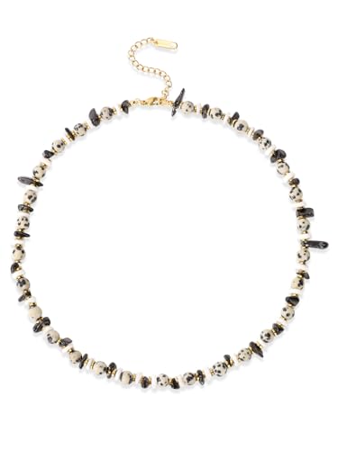 Steinperlen-Halskette, natürlicher Schotter, Sommer, Strand, schicker Schmuck, Geschenk für Frauen, Edelstahl, Kein Edelstein Steinperlen-Halskette, natürlicher Schotter, Sommer, Strand, schicker Schmuck, Geschenk für Frauen, Edelstahl, Kein Edelstein von Bopiu