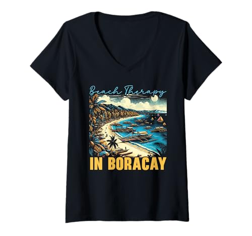 Damen Boracay Philippinen Sommer Reisen Urlaub Boaracay Beach T-Shirt mit V-Ausschnitt Damen Boracay Philippinen Sommer Reisen Urlaub Boaracay Beach T-Shirt mit V-Ausschnitt von Boracay Philippines Boaracay Beach