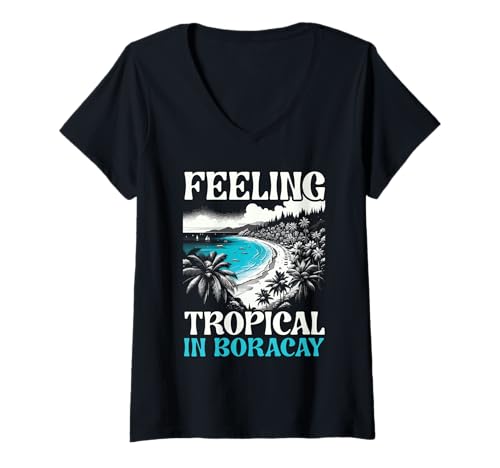 Damen Boracay Philippinen Sommer Reisen Urlaub Boaracay Beach T-Shirt mit V-Ausschnitt Damen Boracay Philippinen Sommer Reisen Urlaub Boaracay Beach T-Shirt mit V-Ausschnitt von Boracay Philippines Boaracay Beach