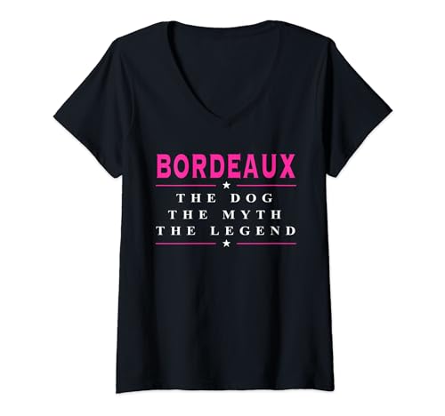 Damen Bordeauxfarbenes T-Shirt | Bordeaux Das Myth-T-Shirt T-Shirt mit V-Ausschnitt von Bordeaux Dog tshirt Store