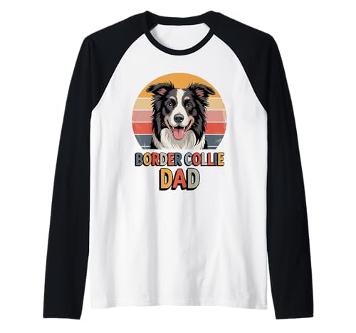 Herren Retro Border Collie Dad Collies Raglan von Border Collie Dog Lover Gifts