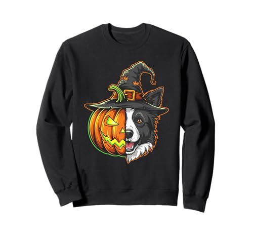 Border Collie Kürbis Jack O Laterne Halloween Herren Damen Sweatshirt von Border Collie Dog Lovers Halloween Pumpkin Outfits