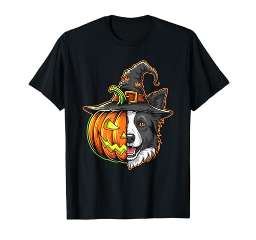 Border Collie Kürbis Jack O Laterne Halloween Herren Damen T-Shirt von Border Collie Dog Lovers Halloween Pumpkin Outfits