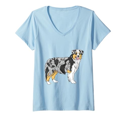 Damen Border Collie Dog Lovers Dog Owners Collie T-Shirt mit V-Ausschnitt Damen Border Collie Dog Lovers Dog Owners Collie T-Shirt mit V-Ausschnitt von Border Collie Dog