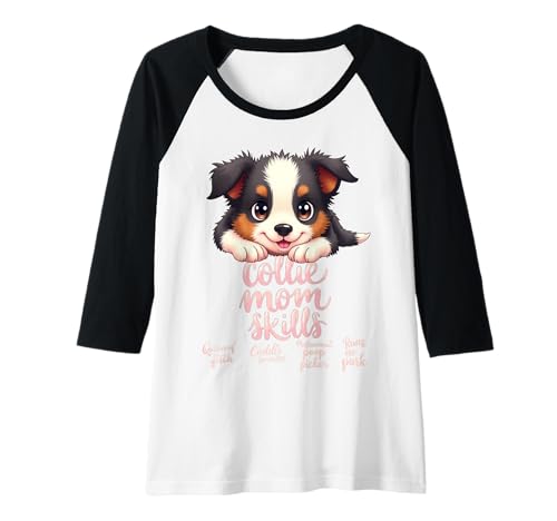Damen Lustiges Collie Mom Dog Border Collie Mama Humor Zitat Raglan von Border Collie Fun Designs