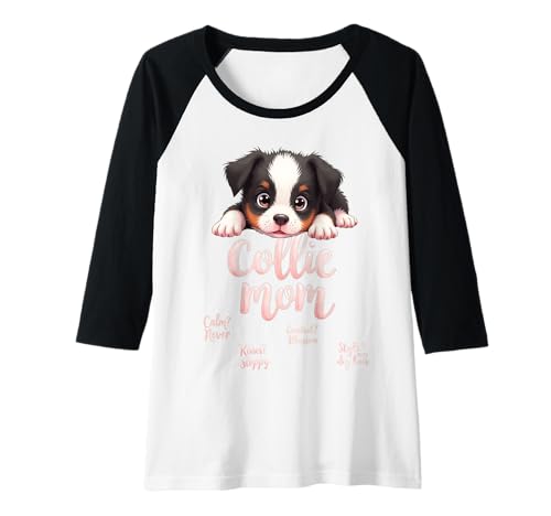 Damen Lustiges Collie Mom Dog Border Collie Mama Humor Zitat Raglan von Border Collie Fun Designs