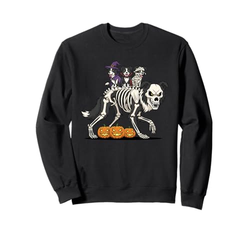 Border Collie Skelett Mama Hexe Halloween Kind Herren Damen Sweatshirt von Border Collie Lover Halloween Outfits for Boy Girl